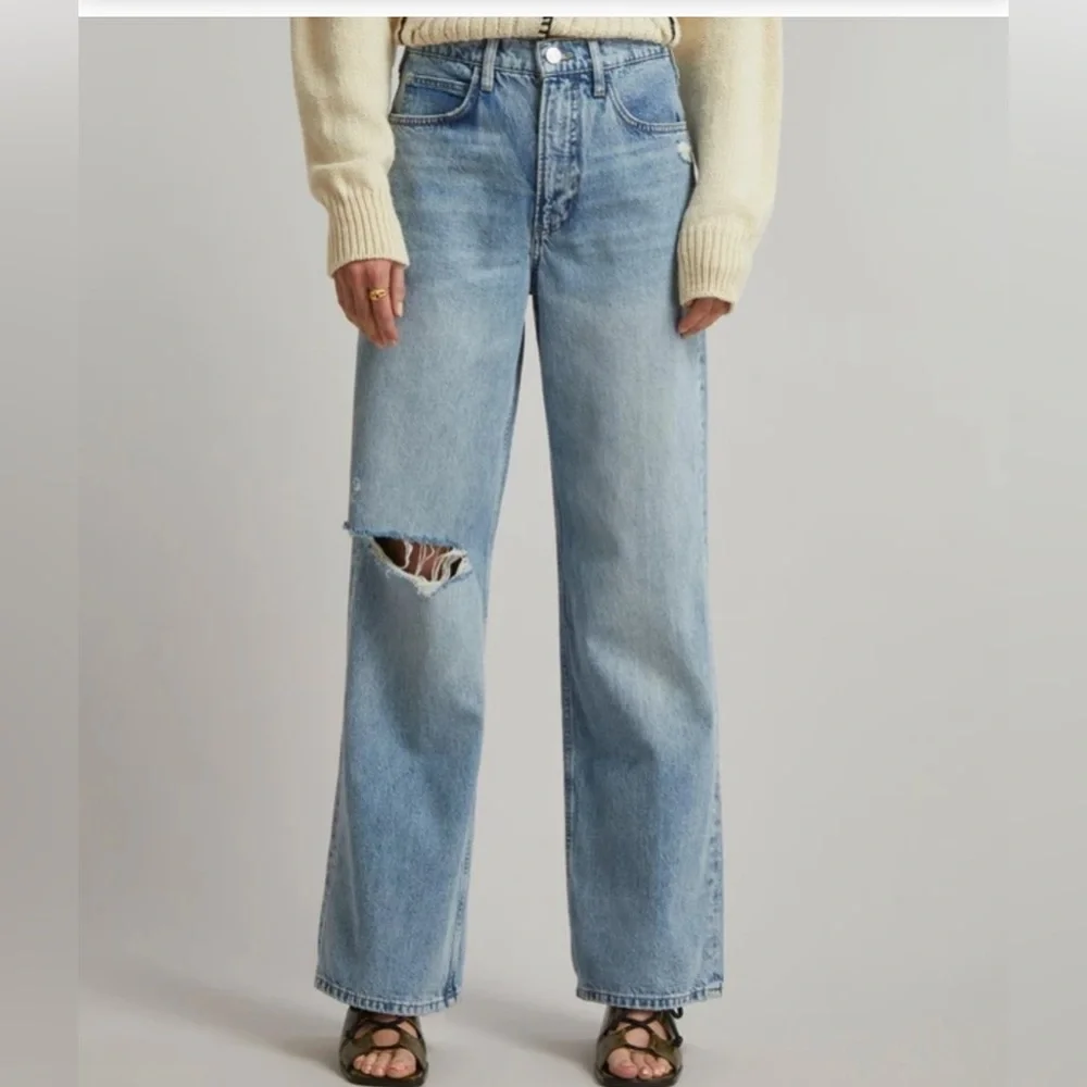 Frame Le High N Tight Wide Leg Bilson Rips Wash Distressed Jean 27 - Picture 3 of 8